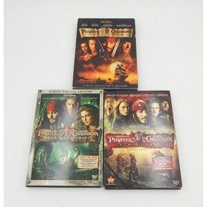 Walt Disney Pirates of the Caribbean 1 2 3 DVD Trilogy Movie Set Johnny Depp L/3